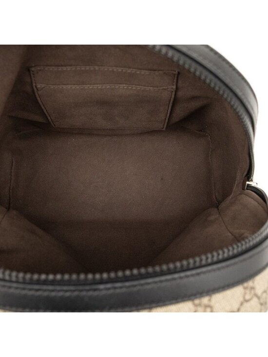 Gucci GG Supreme Backpack Beige Black Leather